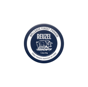REUZEL Fiber Pomade front can showing label and low‑shine benefit