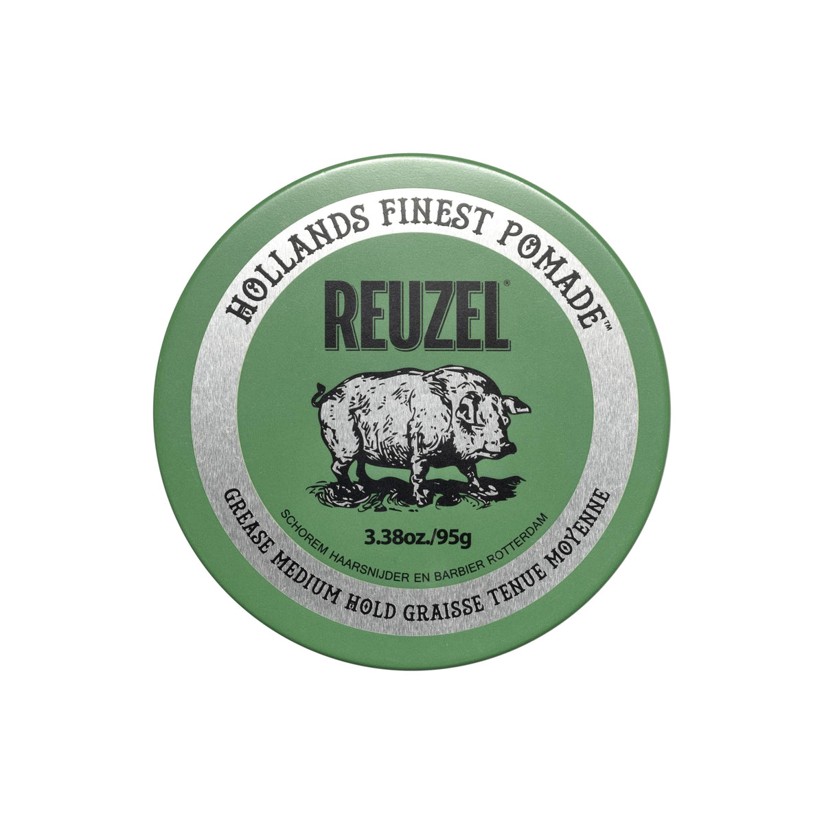 REUZEL jar front view showing branding and polished finish benefit