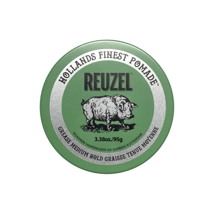 REUZEL jar front view showing branding and polished finish benefit
