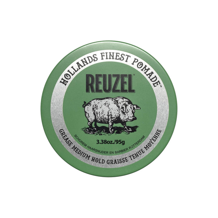 REUZEL jar front view showing branding and polished finish benefit