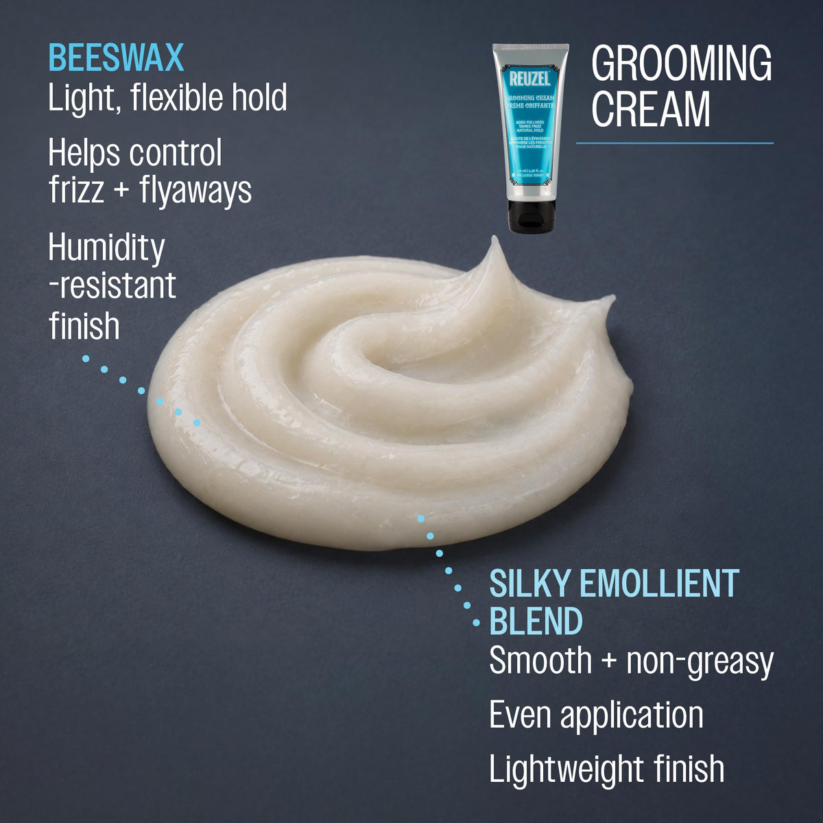 REUZEL grooming cream ingredient focus kaolin and coconut for lightweight moisture