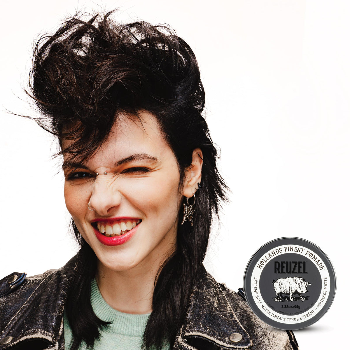 REUZEL styled hair outdoors showing matte texture and volume