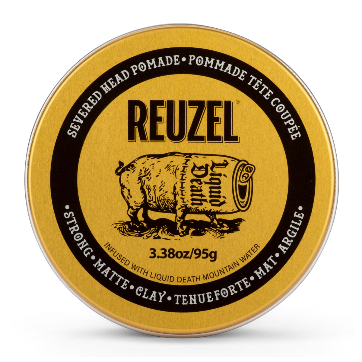 REUZEL Severed Head front jar view showing label and strong-hold promise