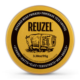 REUZEL Severed Head front jar view showing label and strong-hold promise