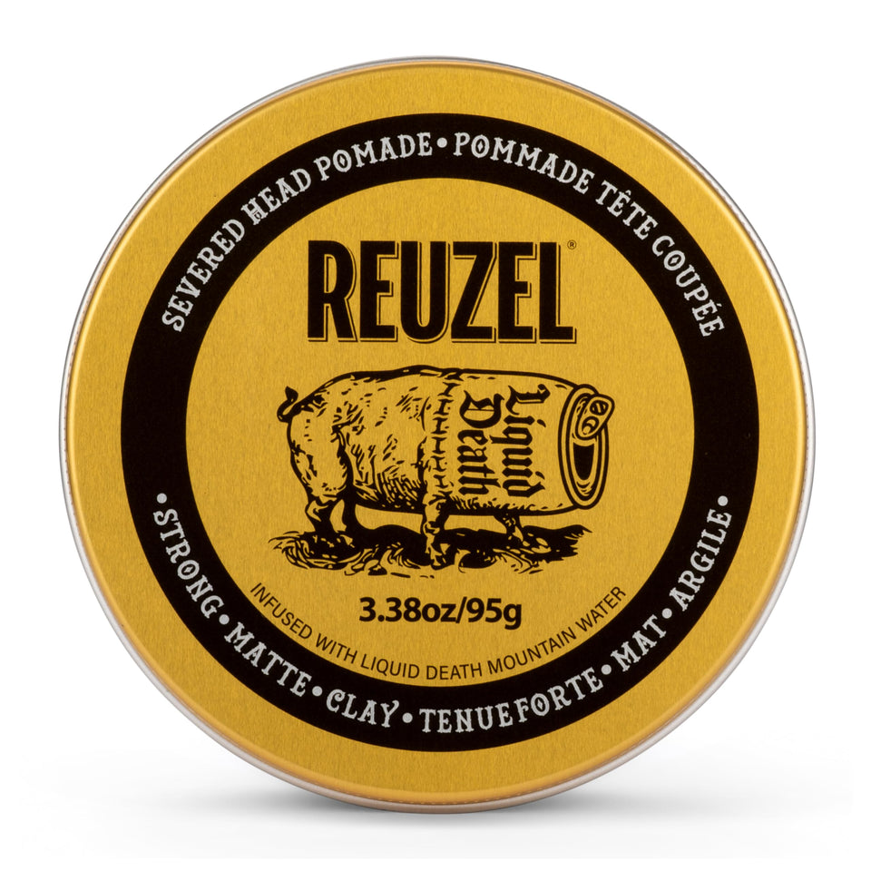 REUZEL Severed Head front jar view showing label and strong-hold promise