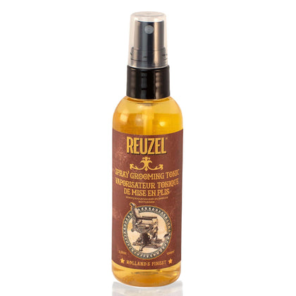 REUZEL bottle front packaging showing product and easy pre-styling benefit