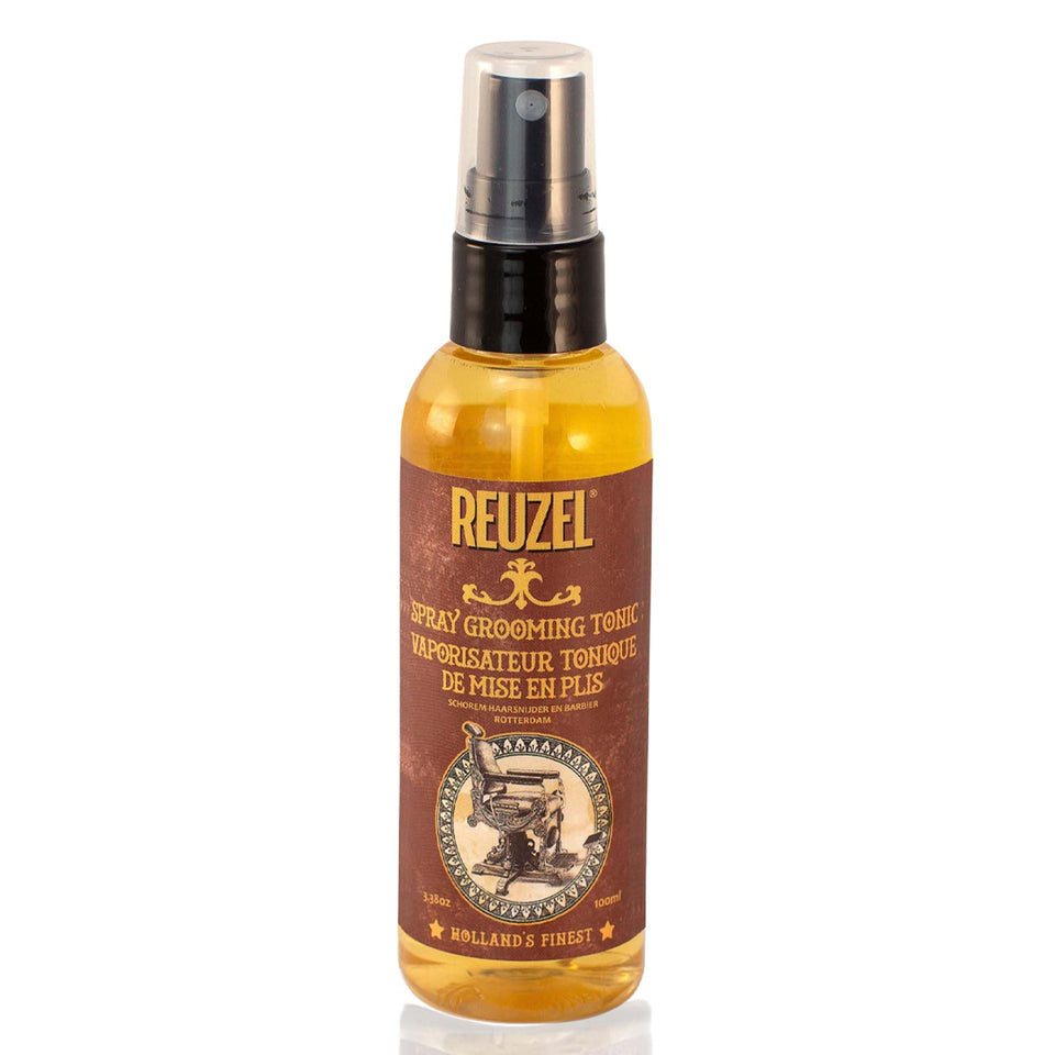 REUZEL bottle front packaging showing product and easy pre-styling benefit