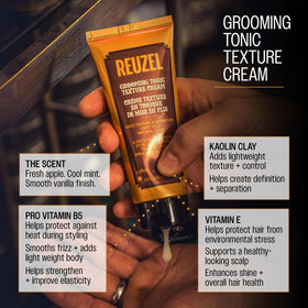 REUZEL used during blow-drying showing heat protection and volume
