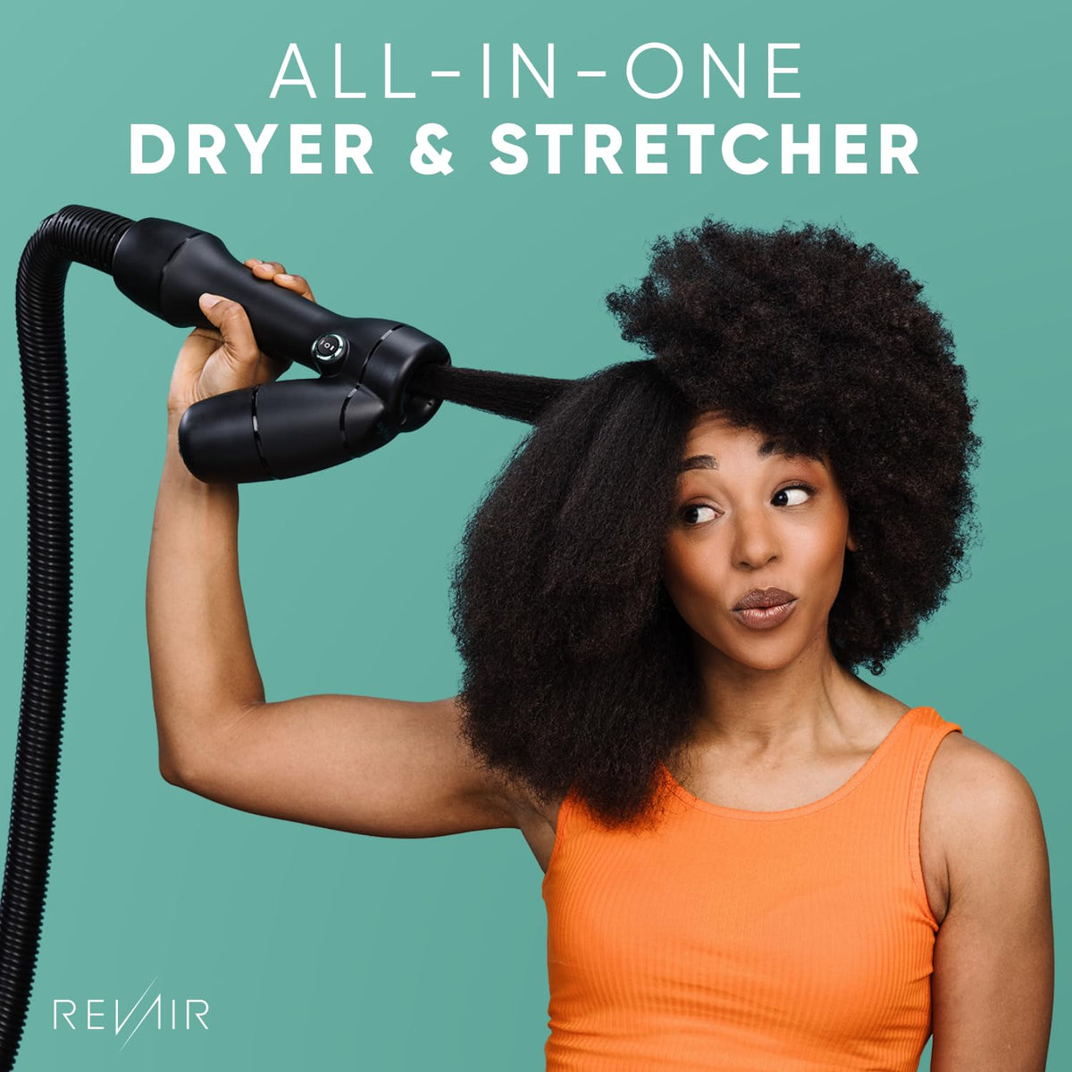 REVAIR next to a hand showing scale for convenient home styling benefit