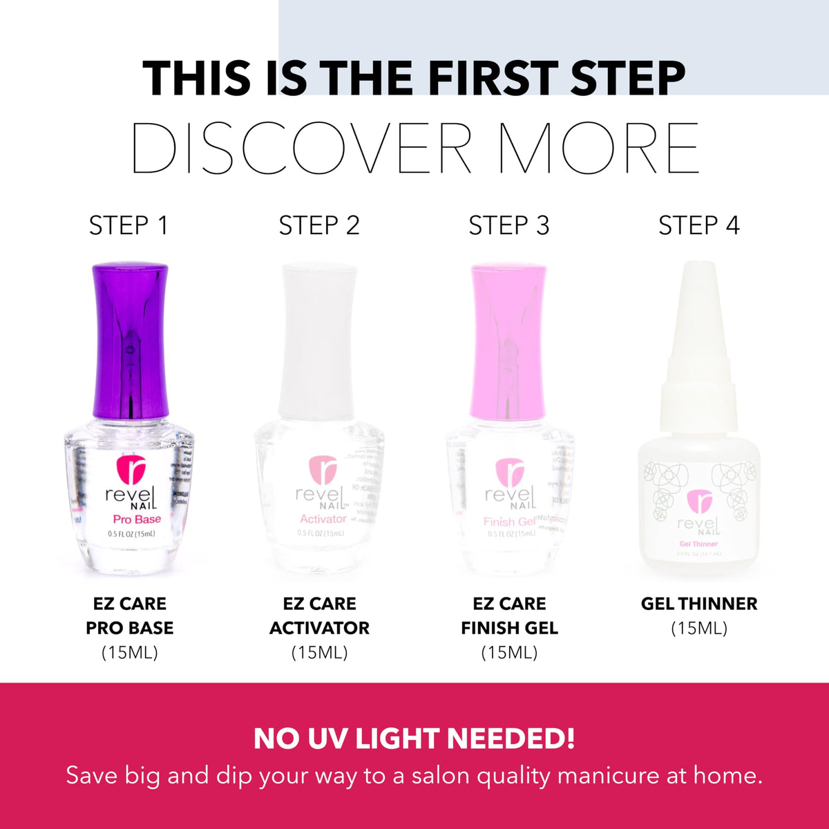 Revel Nail base coat being applied before dip powder for stronger, longer-lasting nails
