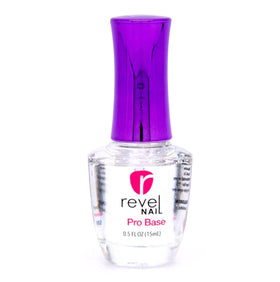 Revel Nail base coat front bottle showing label and size for clear identification and benefit