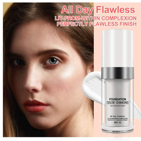 ReviGLam blended swatches showing color-adapting formula for natural matching