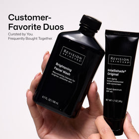 Revision Skincare bottle on bathroom shelf showing everyday skincare integration