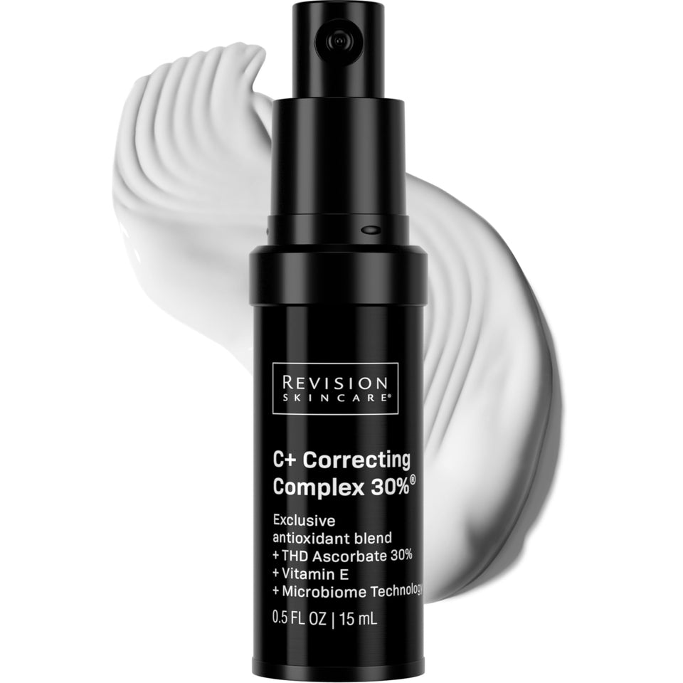 Revision Skincare front bottle shot showing product and benefits