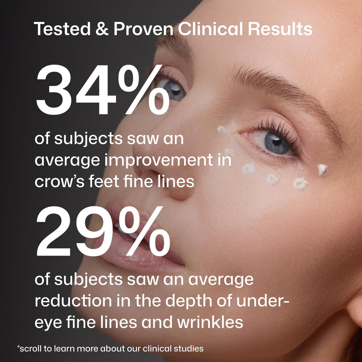 Revision D·E·J Eye Cream droplet on skin, displays immediate hydration and plumping benefit