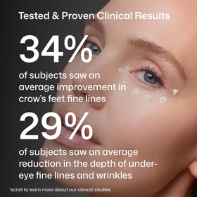 Revision D·E·J Eye Cream droplet on skin, displays immediate hydration and plumping benefit