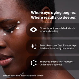 Revision D·E·J Eye Cream ingredient concept with peptides, communicates firmness-support benefit
