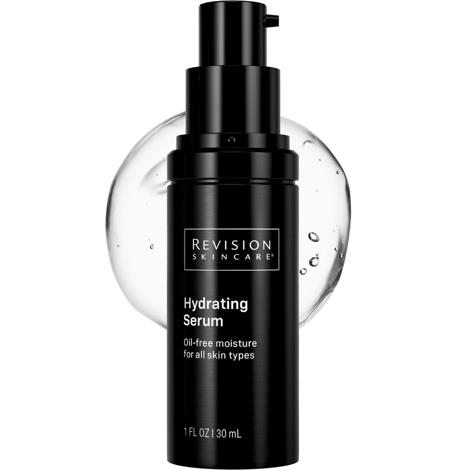 Revision Skincare front bottle view showing sleek pump and oil-free benefit