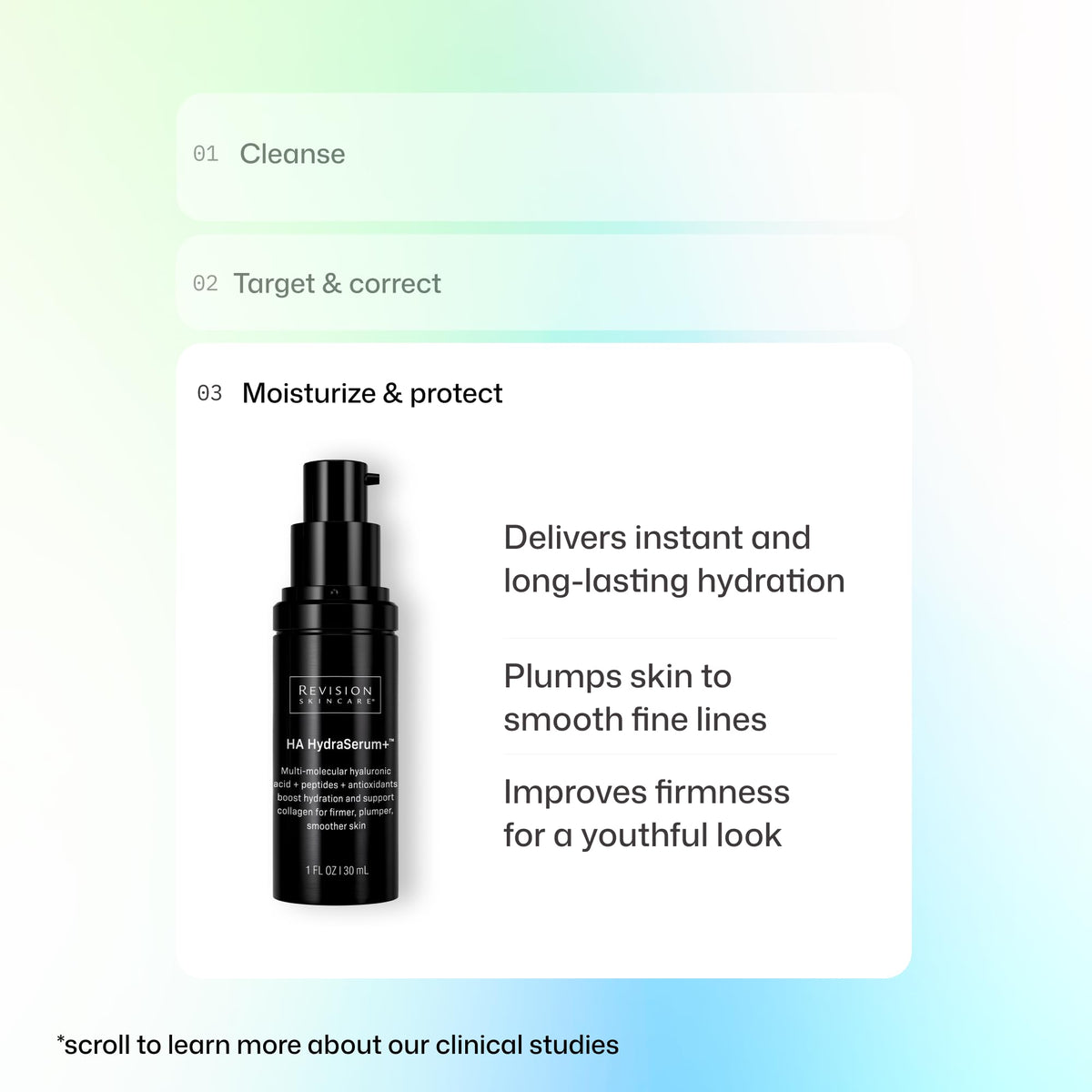 Revision Skincare serum applied under moisturizer for added hydration