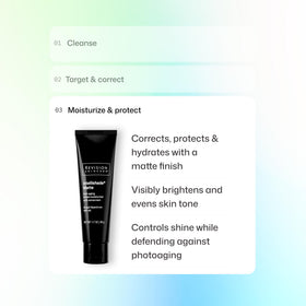 Revision Skincare Intellishade Matte tube on bathroom counter showing daily routine fit
