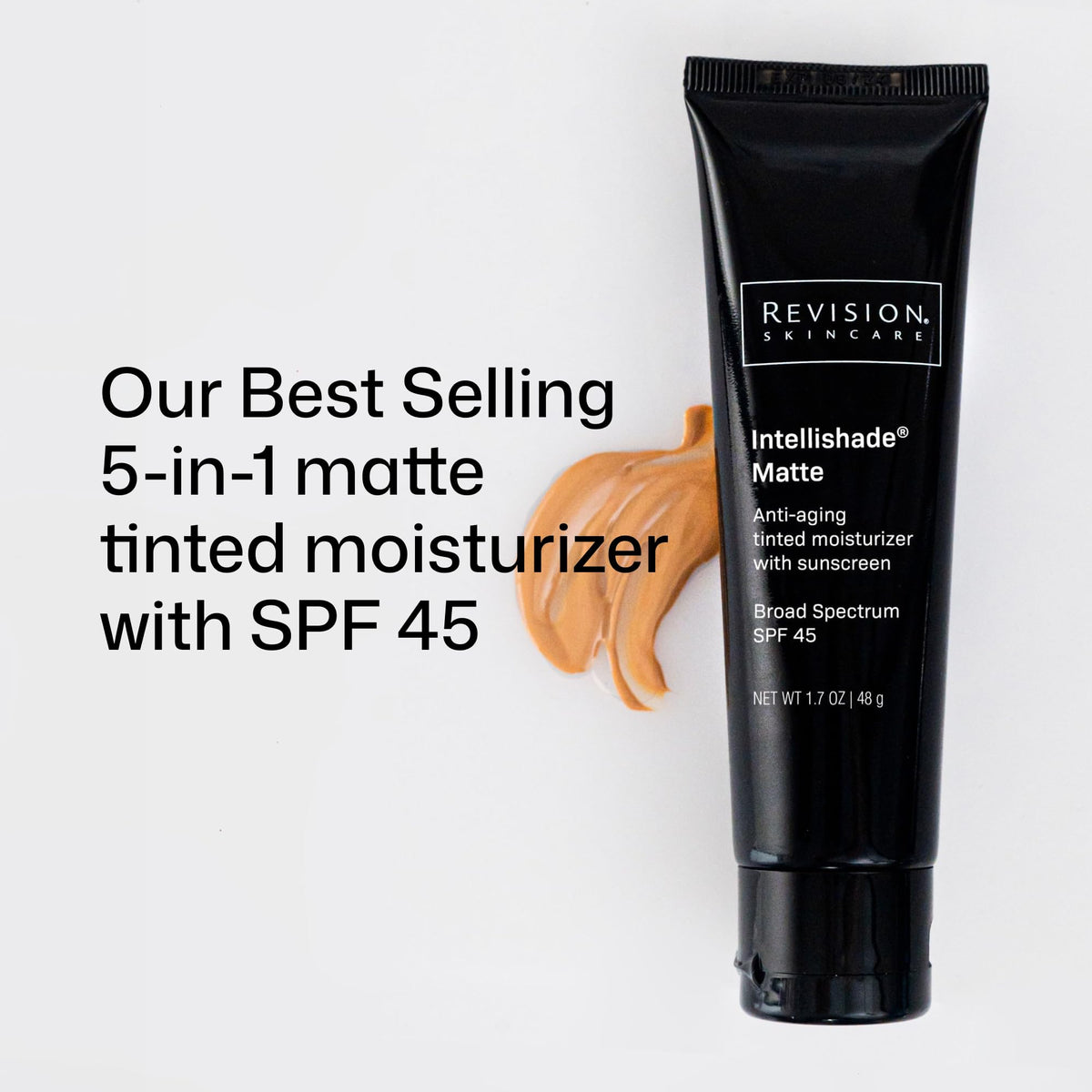 Revision Skincare Intellishade Matte creamy texture swatch demonstrating matte finish