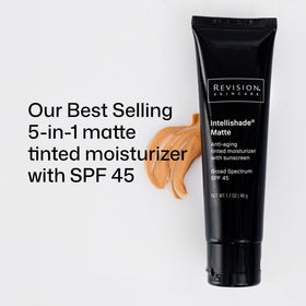 Revision Skincare Intellishade Matte creamy texture swatch demonstrating matte finish