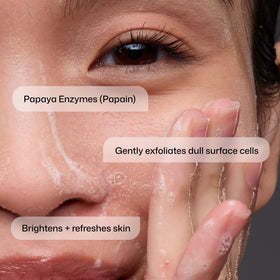 Revision Skincare ingredient label highlighting papaya extract and papain benefits