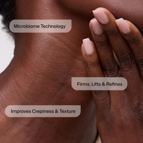 Revision Skincare Nectifirm Advanced applied to neck demonstrating lifting massage technique