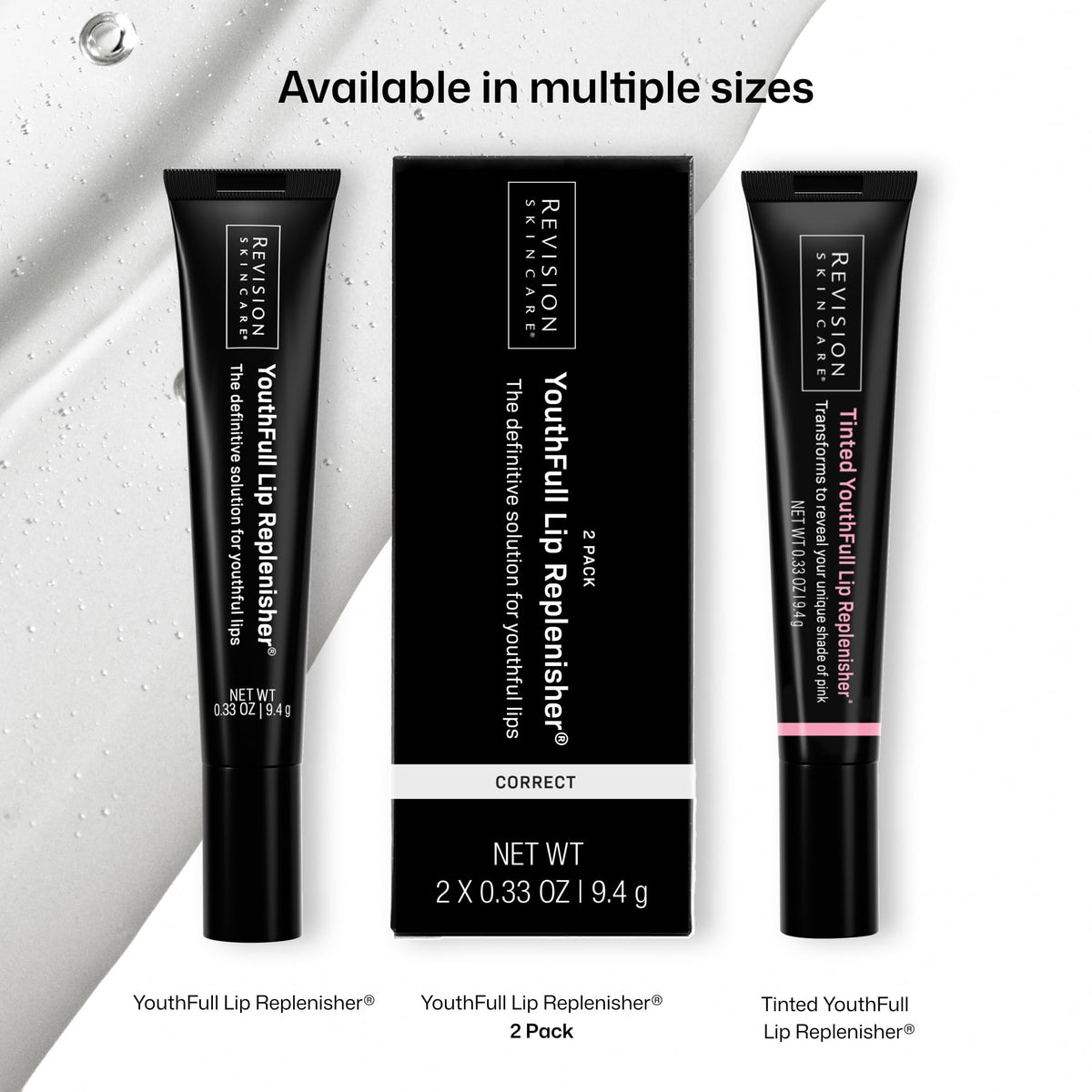 Revision Skincare in travel pouch emphasizing portability and on-the-go benefit