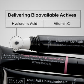 Revision Skincare gloss texture swiped on hand, smooth non-sticky finish for shine