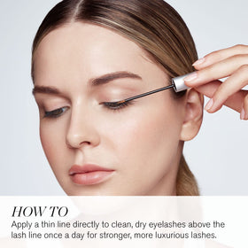 RevitaLash applicator closeup on upper lash line, demonstrating precise application for better lash health