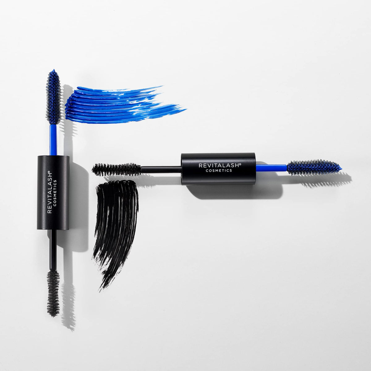 RevitaLash mascara stroke on lashes demonstrating visible volume and pigment