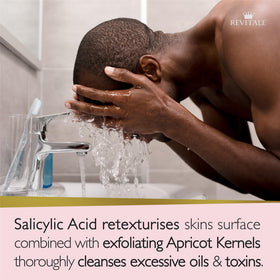 REVITALE apricot kernel particles and BHA ingredient visual demonstrating gentle exfoliation