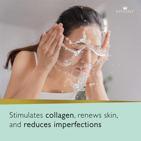 REVITALE seaweed and hyaluronic illustration signaling sustainable exfoliation and hydration