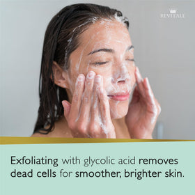 REVITALE close-up of soap lather texture highlighting gentle exfoliation benefit