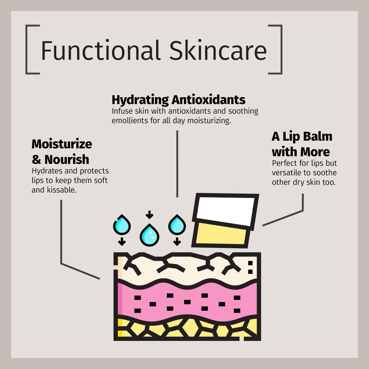 Reviva Labs ingredients display with shea and beeswax highlighting nourishing blend