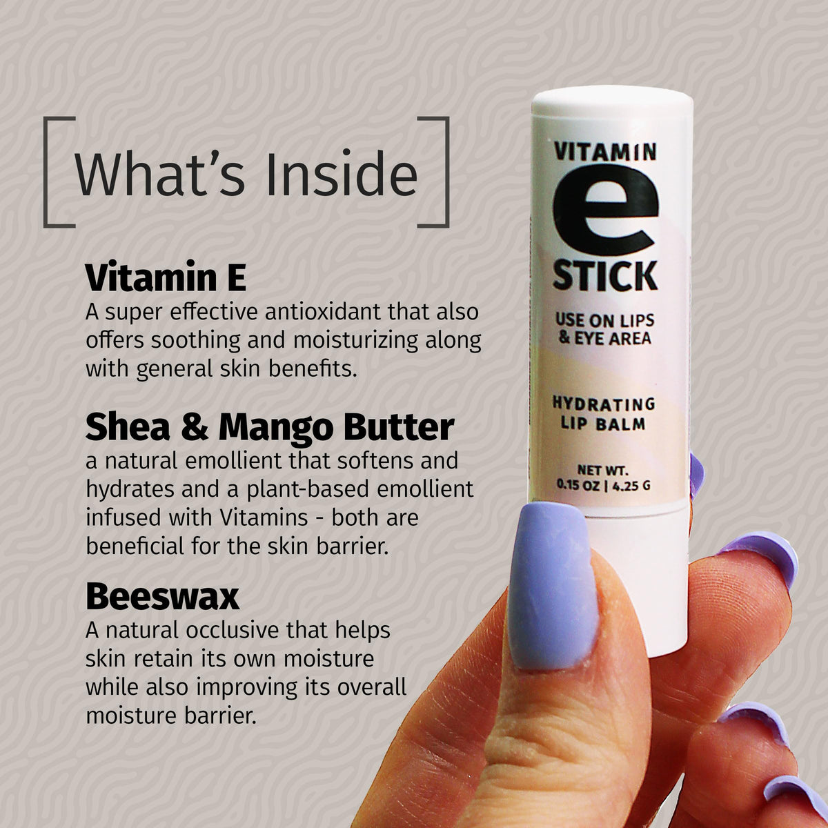 Reviva Labs smoothing balm on lips in lifestyle scene for quick chapped lip relief
