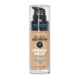 Revlon front packaging of ColorStay 150 Buff showing bottle and label benefit
