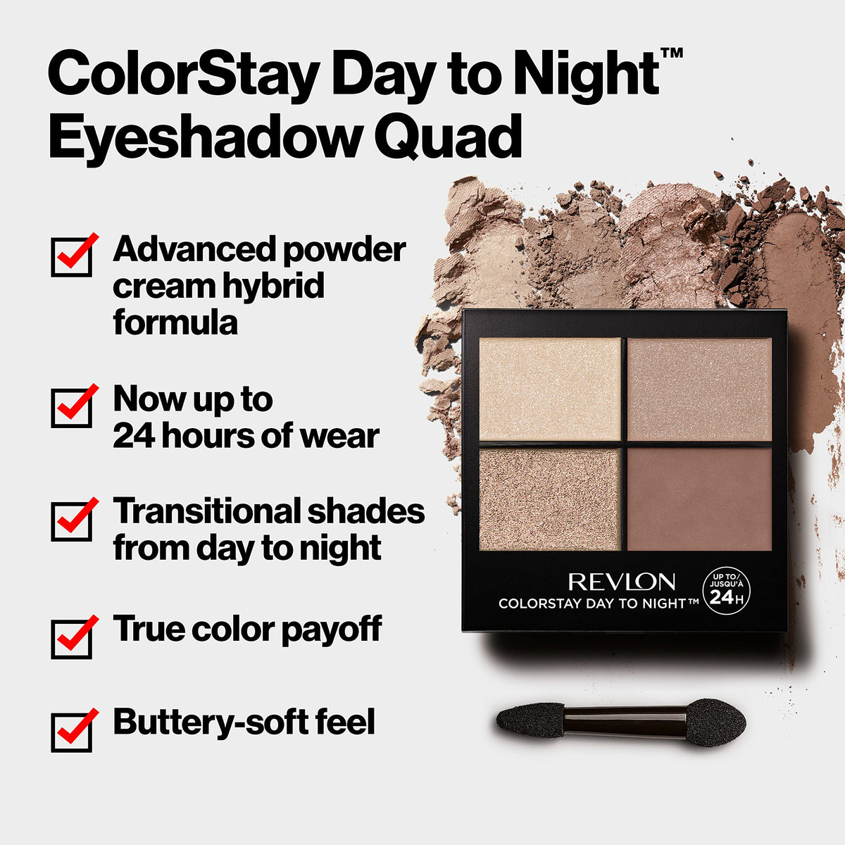 Revlon 555 Moonlit soft daytime eye look showing wearable neutral definition