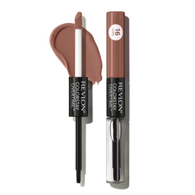Revlon dual-ended tube front view showing 560 Taupe Time and gloss benefit
