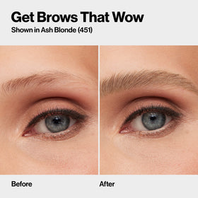 Revlon before-and-after brow fill demonstrating fuller, yet natural brows