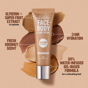 Revlon bottle beside hand to show compact travel-friendly size