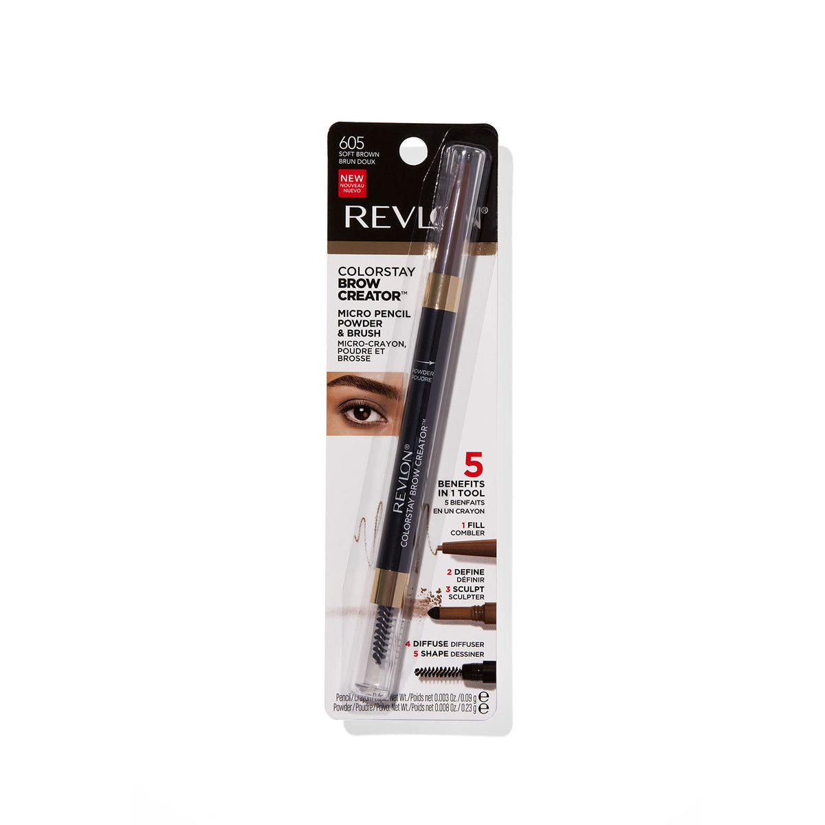 Revlon Brow Creator inside a makeup bag for quick on-the-go eyebrow touchups