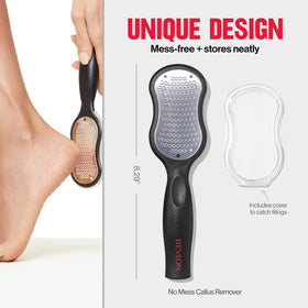 Revlon in-use on heel illustrating targeted callus removal benefit