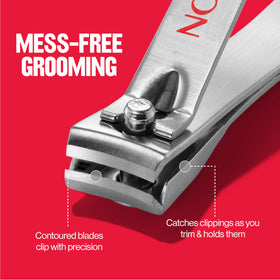 Revlon image of internal catcher chamber holding clippings for mess-free trimming