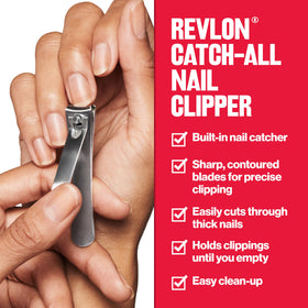 Revlon close-up of sharp contoured blade delivering precise, smooth nail cuts