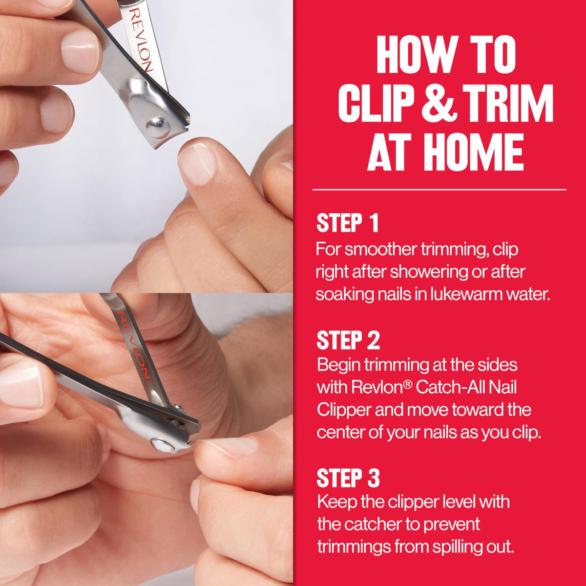 Revlon lever edge used as cuticle pusher for quick at-home finishing touch