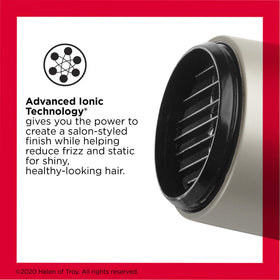 REVLON ceramic barrel close-up highlighting even heat for gentle drying