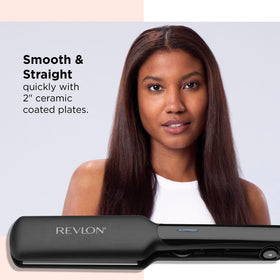 REVLON ceramic plate close-up highlighting smooth coating for even heat distribution