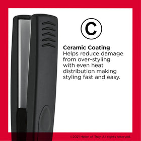 Revlon ceramic plate closeup highlighting smooth coating for even heat distribution